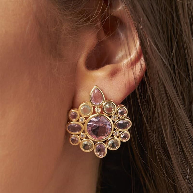 Mandala colourful crystal earrings
