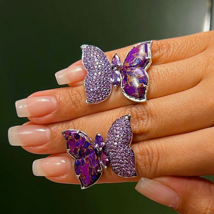 Purple turquoise and amethyst zirconia butterfly Earrings