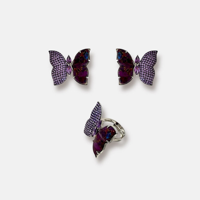 Purple turquoise and amethyst zirconia butterfly Earrings