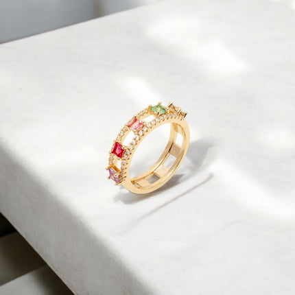 Colourful crystal  ring