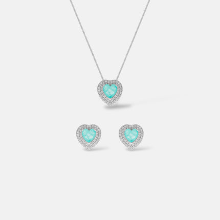 Sterling silver heart zirconia set