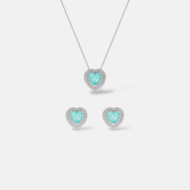 Sterling silver heart zirconia set