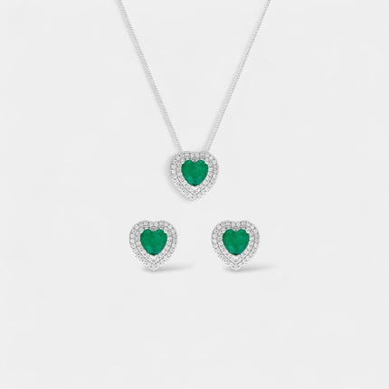 Sterling silver heart zirconia set