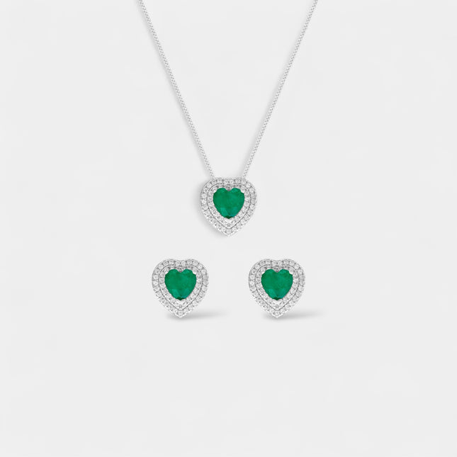 Sterling silver heart zirconia set