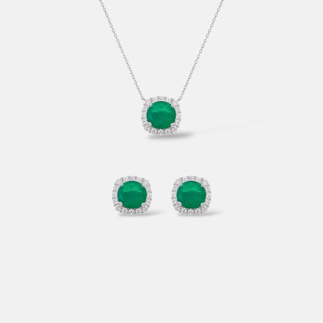 Sterling silver emerald zirconia set