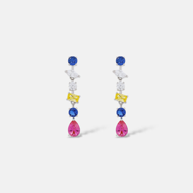 Sterling silver colourful zirconia earrings