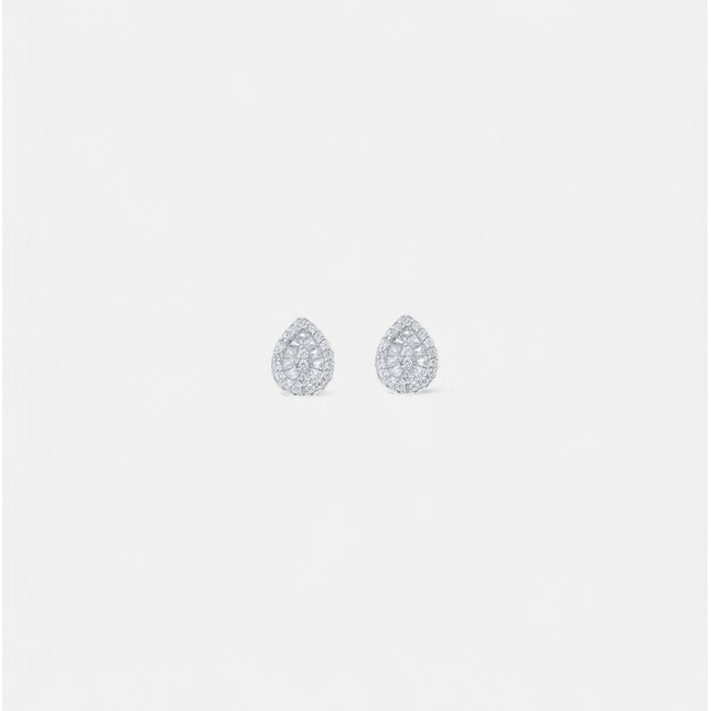 Sterling silver drop baguette zirconia earrings