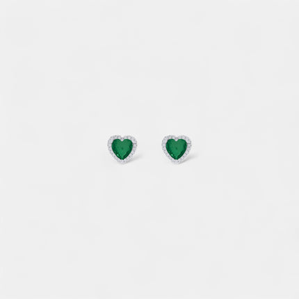 Sterling silver heart zirconia earrings