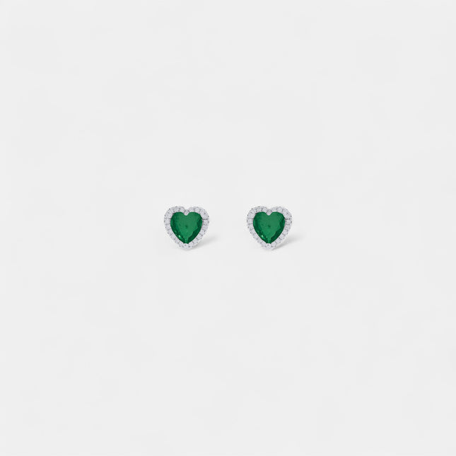 Sterling silver heart zirconia earrings