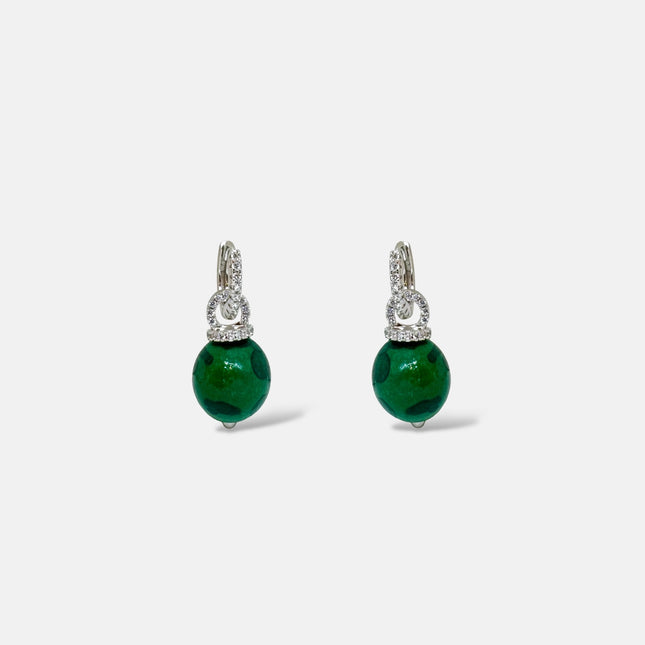 Sterling silver malachite earrings