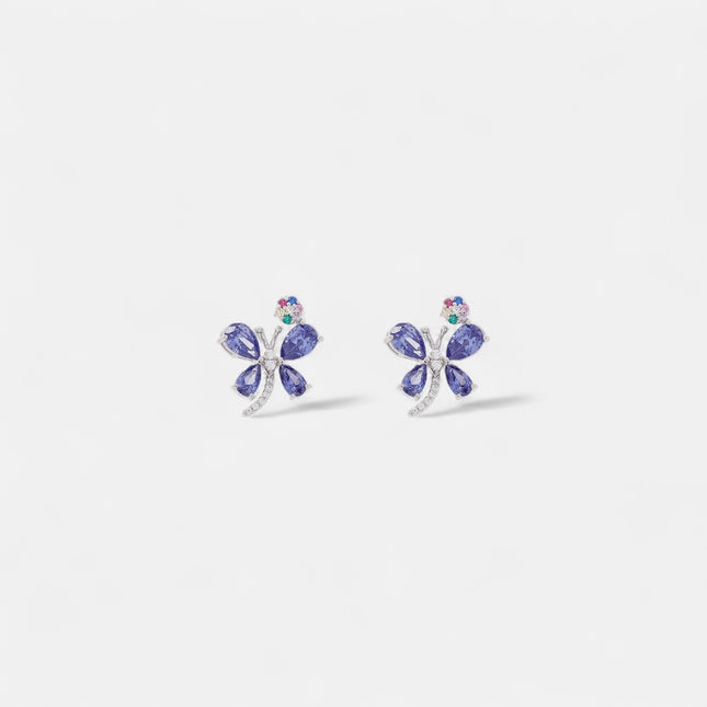 Sterling silver butterfly zirconia earrings
