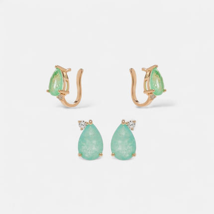 Tourmaline earrings and ear cuff set