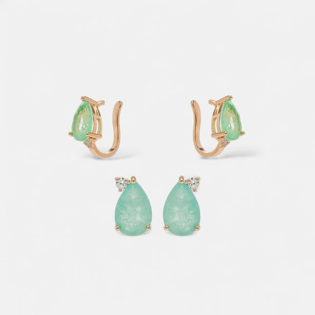 Tourmaline earrings and ear cuff set