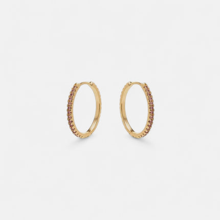 Colourful zirconia studded hoop earrings