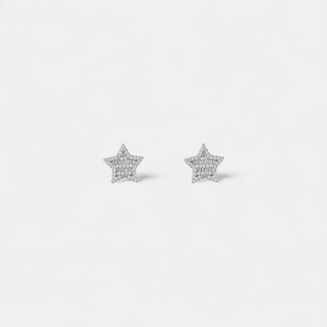 Sterling silver star baguette earrings