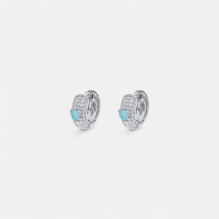 Sterling silver hoop heart tourmaline Earrings