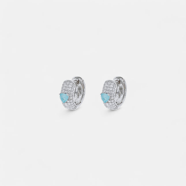 Sterling silver hoop heart tourmaline Earrings