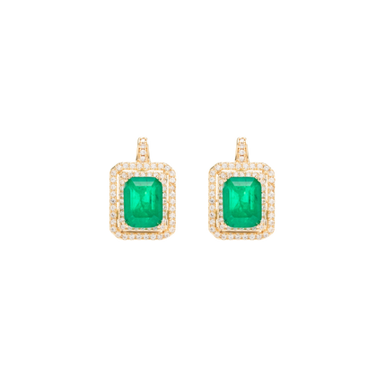 Square emerald earrings