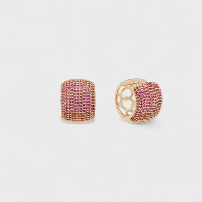 Hoop pink zirconia earrings