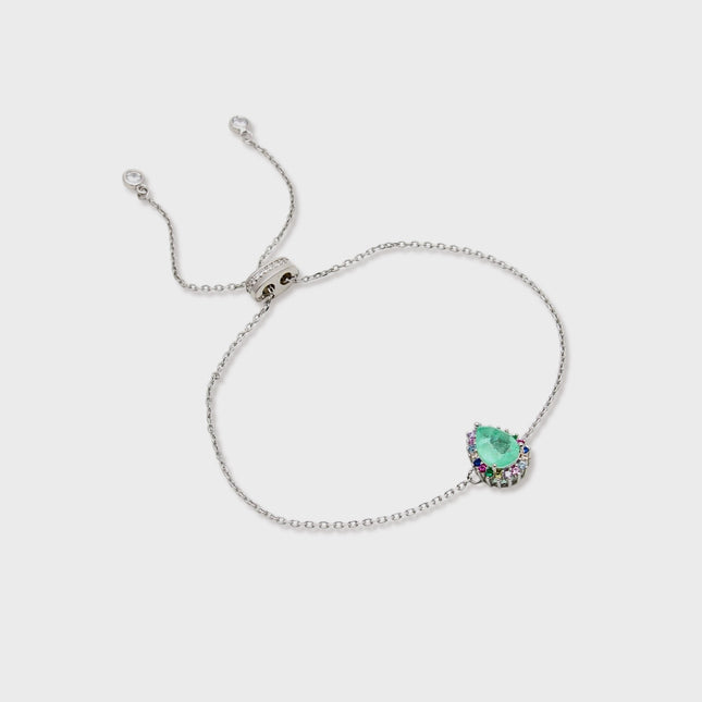 Sterling Silver Drop tourmaline Ajustable bracelet