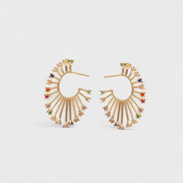 Colourful hoop zirconia earrings