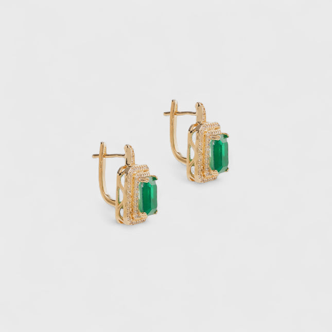 Square emerald earrings