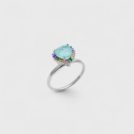Sterling Silver Heart tourmaline ring