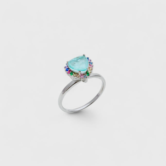 Sterling Silver Heart tourmaline ring