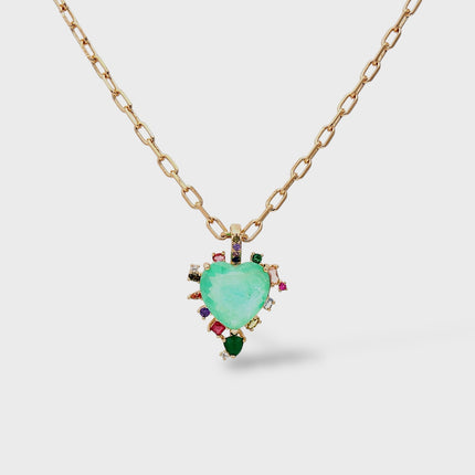 Crystal tourmaline and colourful zirconia necklace