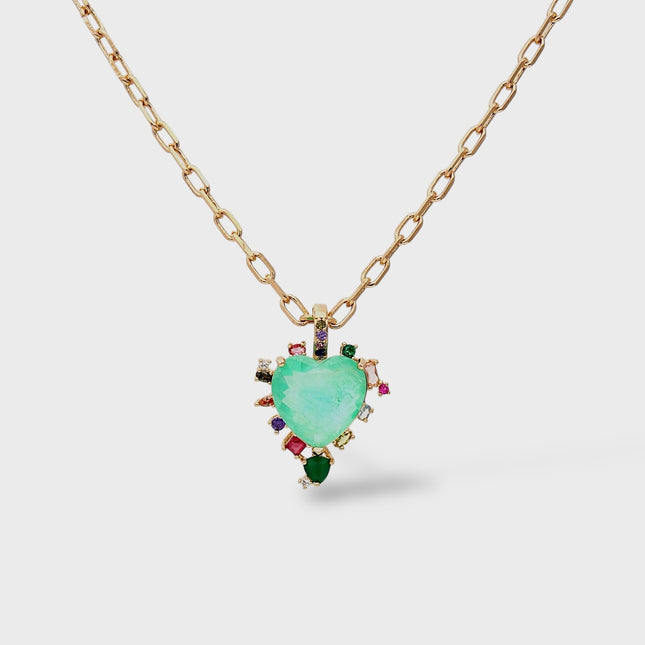 Crystal tourmaline and colourful zirconia necklace