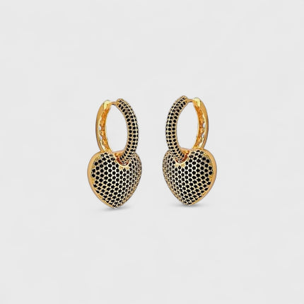 Heart zirconia hoop earrings