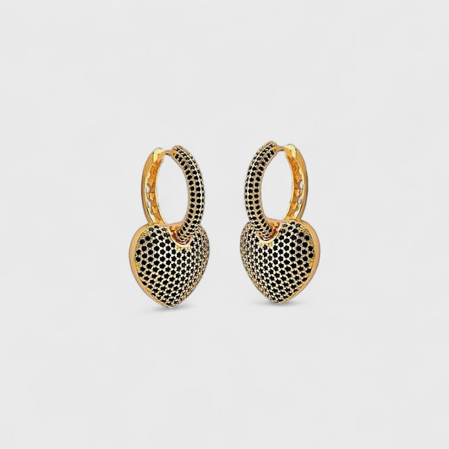 Heart zirconia hoop earrings