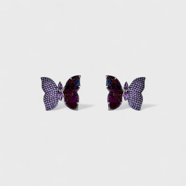 Purple turquoise and amethyst zirconia butterfly Earrings