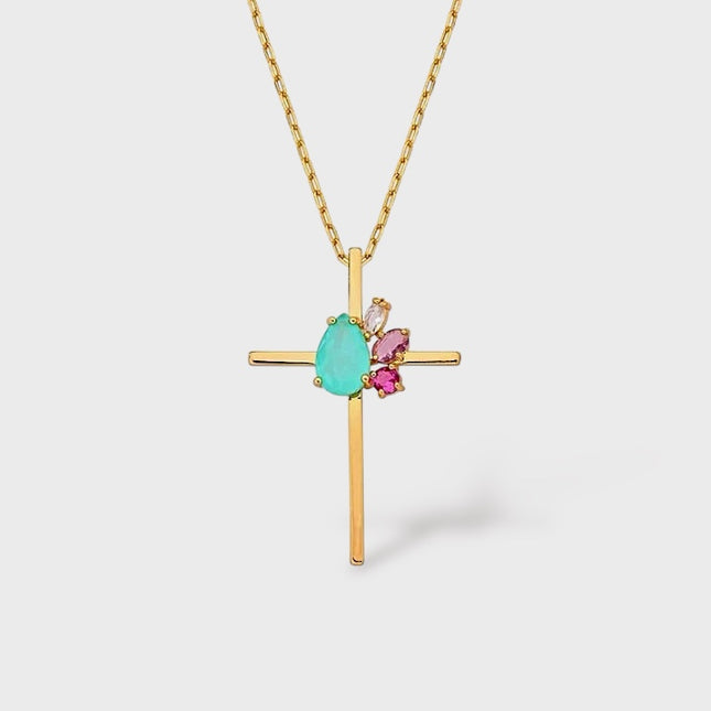 Cross tourmaline necklace