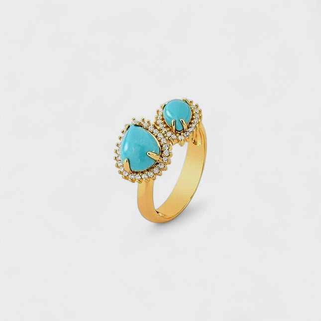 Turquoise and zirconia ring