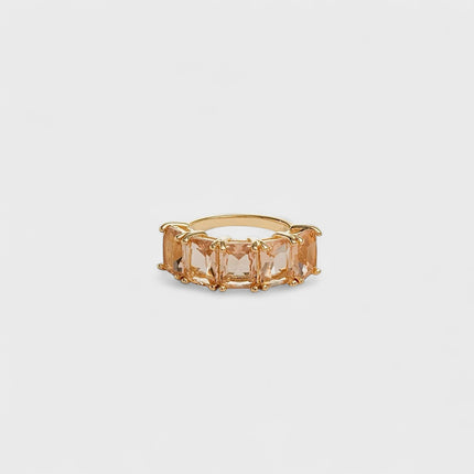 Ring with 5 Rectangles 6x8 Morganite Crystal