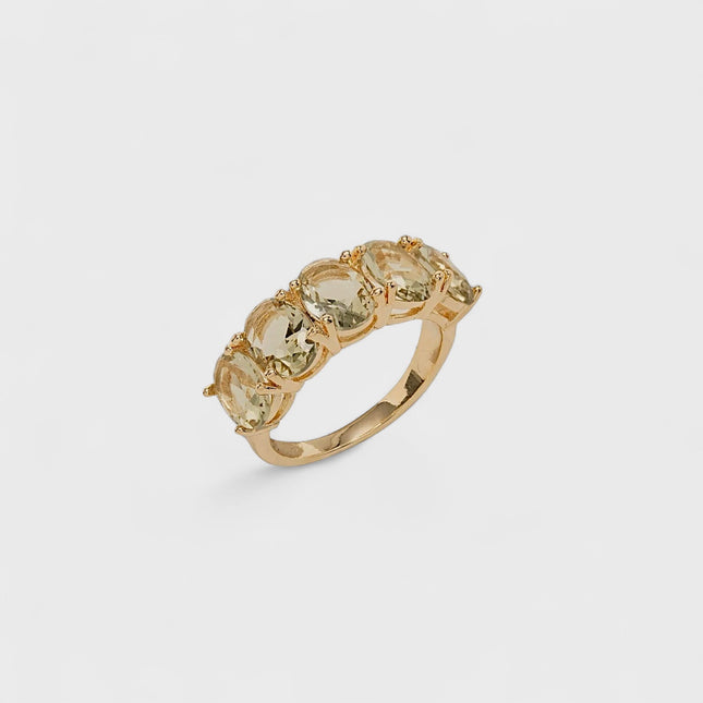 Half Wedding Ring with 5 Beryl Crystal Stones