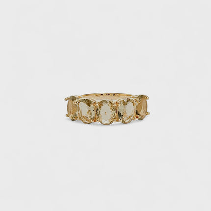 Half Wedding Ring with 5 Beryl Crystal Stones