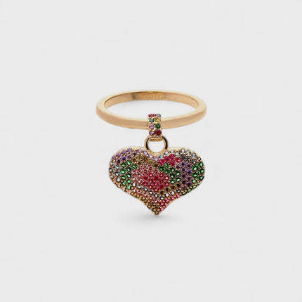 Colorful Zirconia Hanging Heart Ring