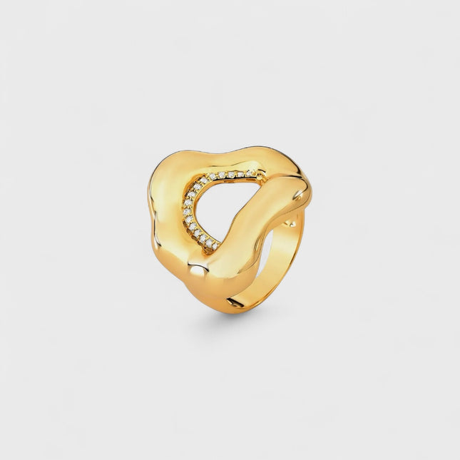 HOLLOW CURVED RING WITH ZIRCONIAS
