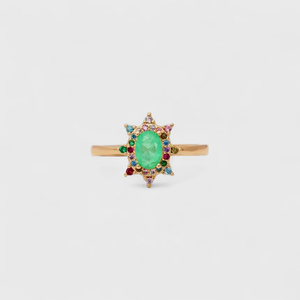 Colourful round crystal ring