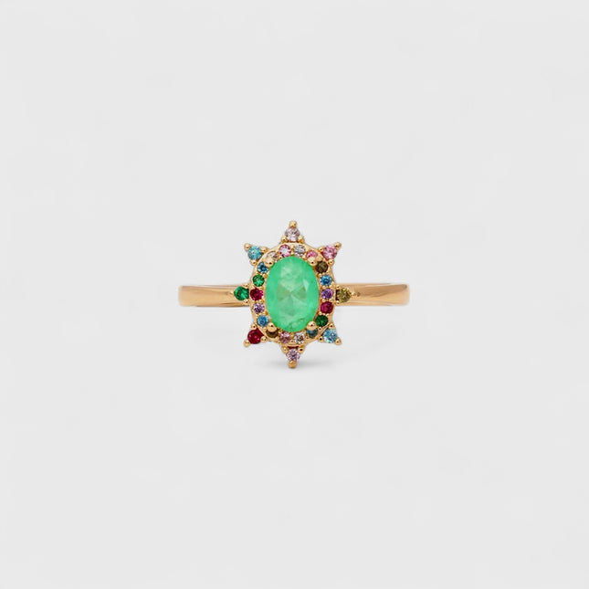 Colourful round crystal ring