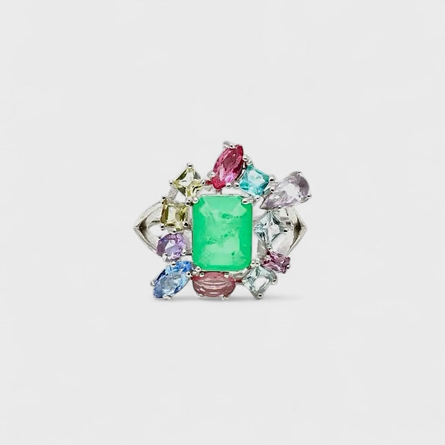 Sterling silver Colourful Geometric ring