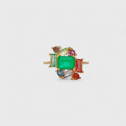Colourful crystal ring