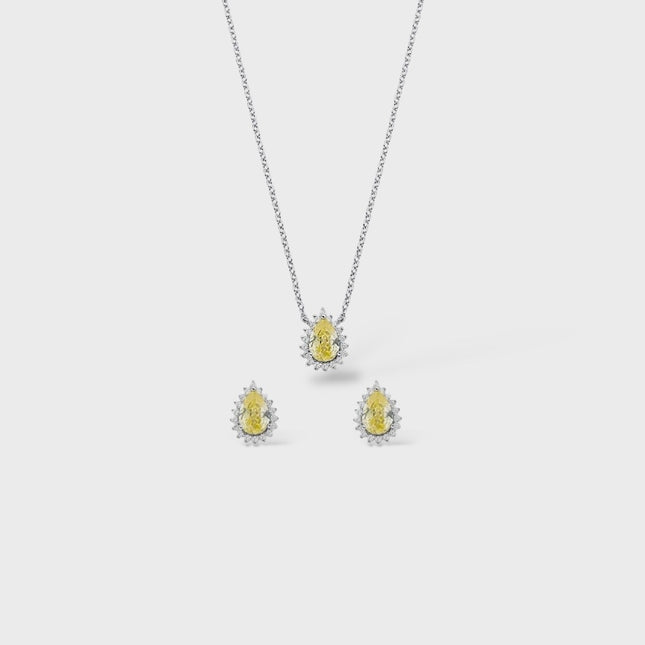 Citrine crystal and zirconia set
