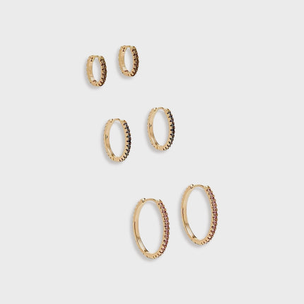 Colourful zirconia studded hoop earrings
