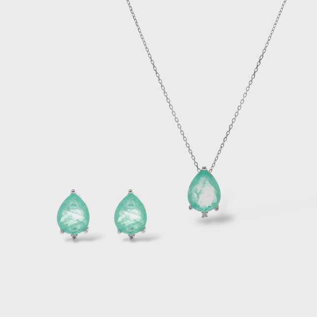 Sterling silver drop tourmaline set