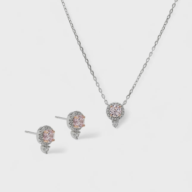 Sterling silver morganite crystal set