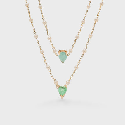 Scapular baroque pearls and drop crystal tourmaline
