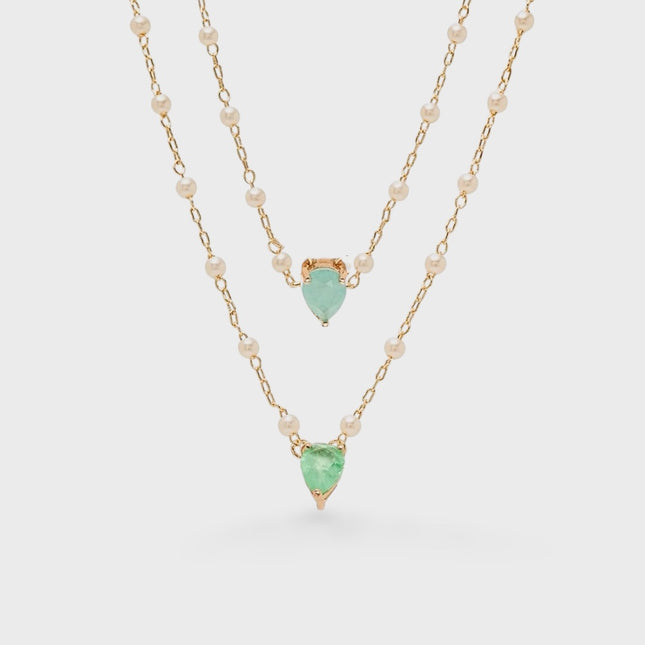 Scapular baroque pearls and drop crystal tourmaline